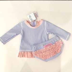 Ruffle Butts size 3-6m bathing suit blue and pink